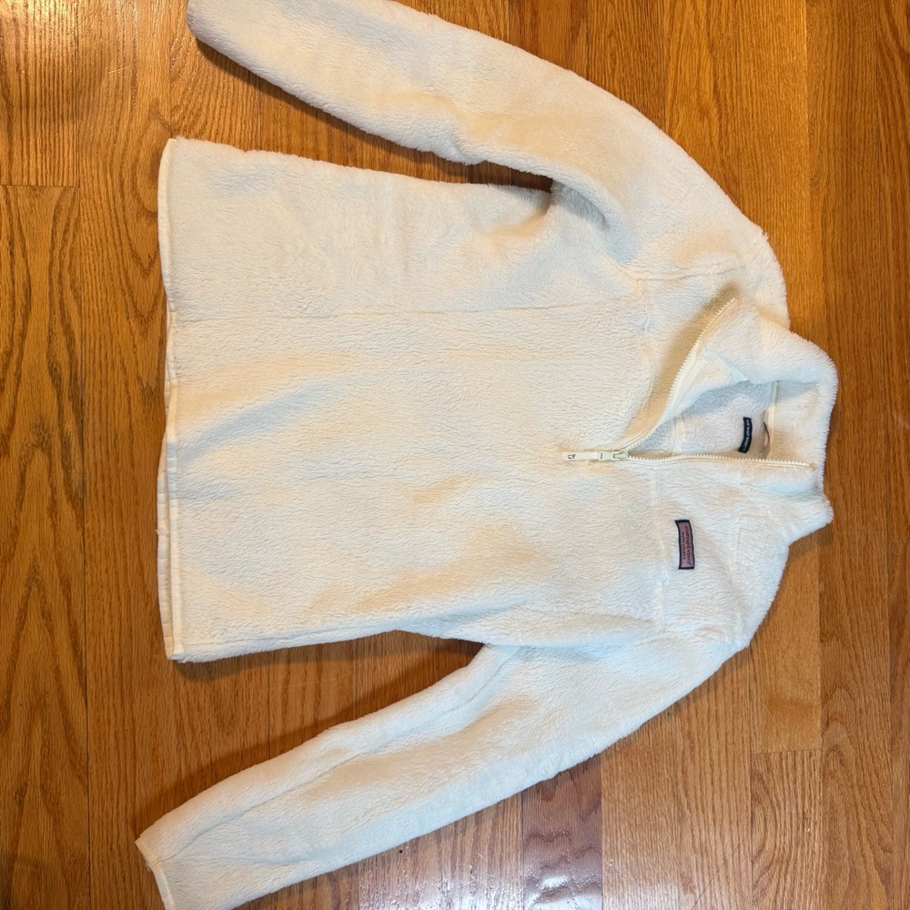 Vineyard Vines womens White Zip-Up Fleece Pullover